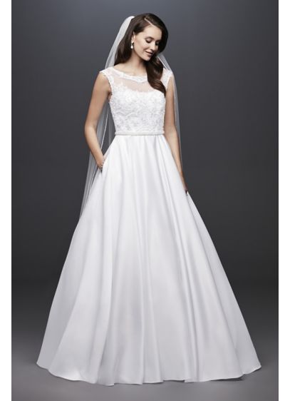 Satin Cap Sleeve Ball Gown Wedding Dress | David's Bridal