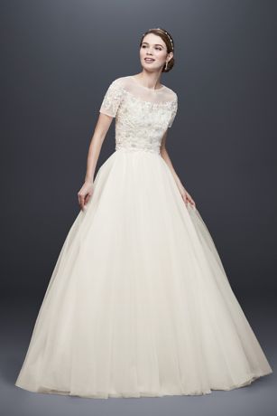 short sleeve ball gown wedding dress