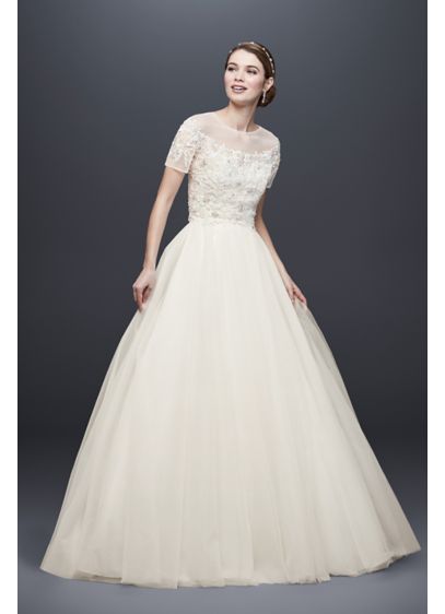 Short Sleeve Tulle Ball Gown with Removable Topper | David's Bridal