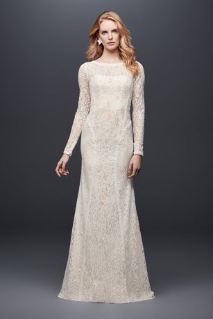 david's bridal long sleeve wedding dress with low back