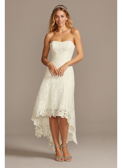 High Low Tea Length Corded Lace Wedding Dress David S Bridal