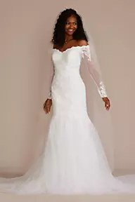 Cap Sleeve 3D Floral Lace Open Back Wedding Dress