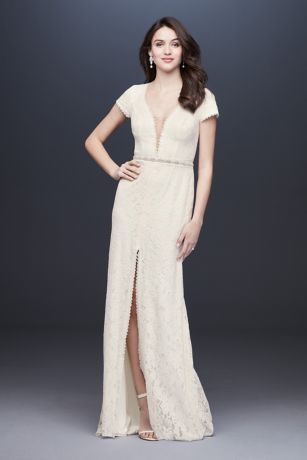 david's bridal lace cap sleeve bridesmaid dress