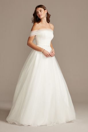 david's bridal off the shoulder dress