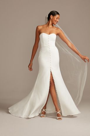 crepe strapless wedding dress