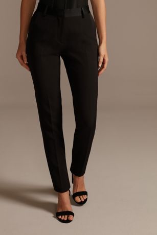 Picture of Satin Waistband Fitted Suit Pants