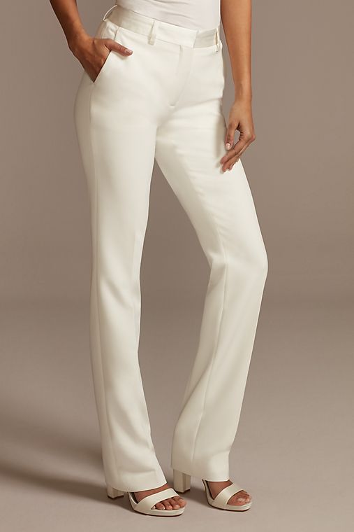 David's Bridal Relaxed Leg Suit Pants with Satin Waist