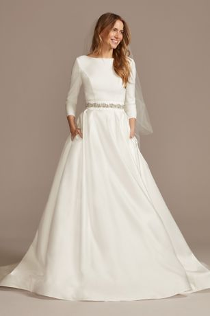 satin sleeve wedding dress