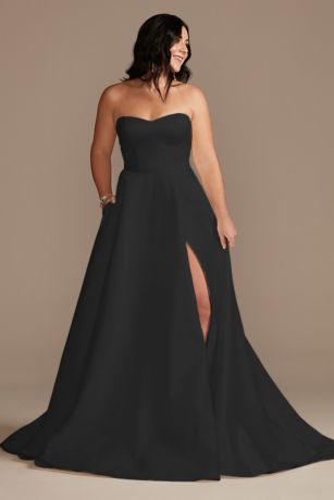 Picture of Strapless Satin Wedding Dress with Slit