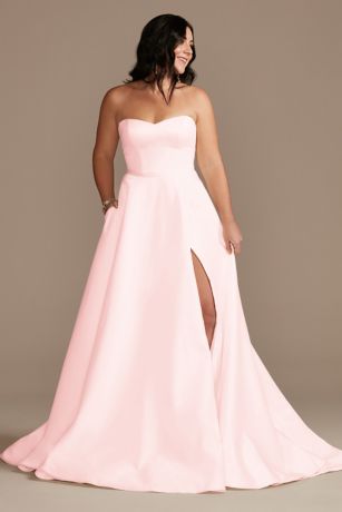 Picture of Strapless Satin Wedding Dress with Slit