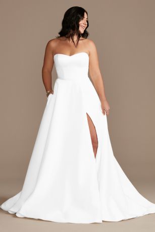 Picture of Strapless Satin Wedding Dress with Slit