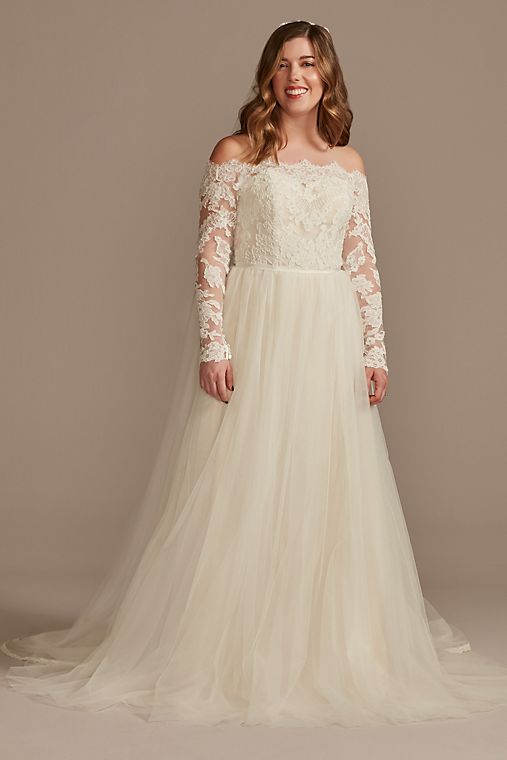 DB Studio Lace Applique Off Shoulder Wedding Dress