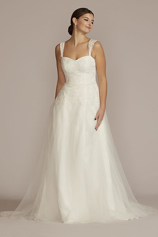 DB Studio Lace Tank Sleeve A-Line Wedding Gown