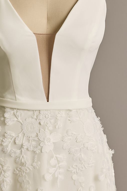 DB Studio 3D Floral Crepe A-Line Wedding Dress with Pockets