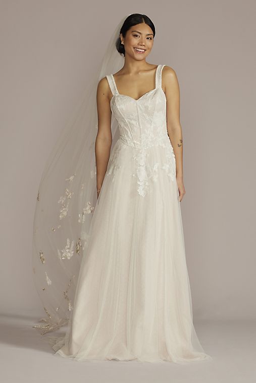 DB Studio Beaded Floral Bodice Basque Waist Wedding Dress