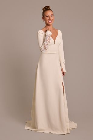 Picture of Crepe Long-Sleeve A-Line Wedding Dress