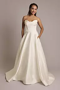 DB Studio Satin Strapless Ball Gown Wedding Dress