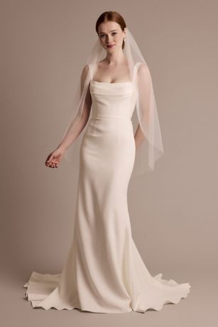 Picture of Stretch Crepe Cowl Neck Tank Sheath Wedding Dress