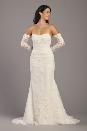 Picture of Beaded Lace Mermaid Gown with Removable Sleeves
