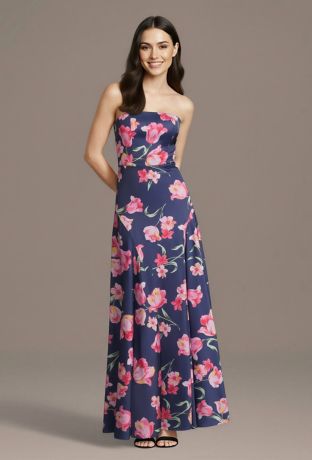 Picture of Floral Charmeuse Strapless A-Line Dress