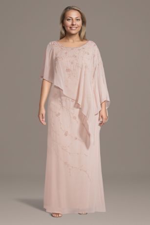 Picture of Beaded Asymmetrical Capelet Sheath Dress