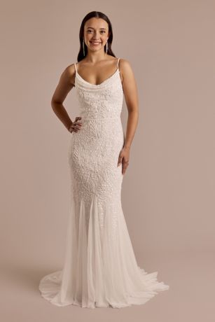 Picture of Beaded Mermaid Wedding Dress with Cowl Neckline