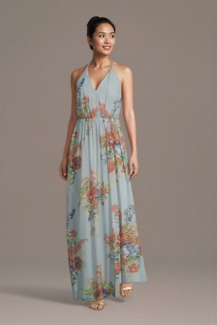 Picture of Floral Chiffon Plunge A-Line Dress