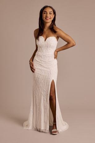 Picture of Beaded Strapless Plunging Sheath Wedding Dress