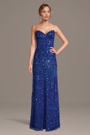 Picture of Jules and Cleo Strapless Beaded Sheath Dress in Royal Size: 0 David's Bridal