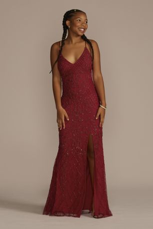 red prom dress flowy