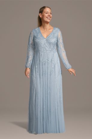 Picture of Long Sleeve Beaded V-Neck A-Line Dress