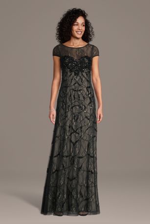 Picture of Cap Sleeve Beaded Lace Sheath Dress