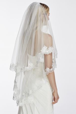 2 tier lace wedding veil