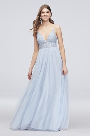 david's bridal light blue dress