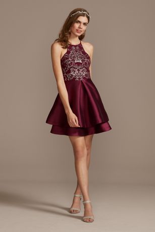 high neck glitter dress