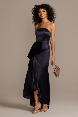 strapless ruffle gown