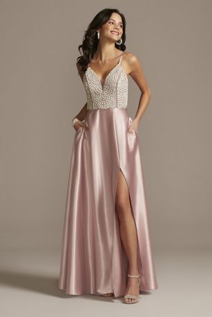 silky pink prom dress