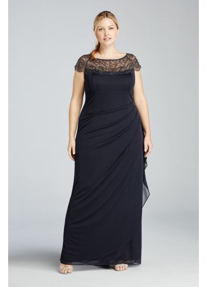 Cap Sleeve Beaded Illusion Plus Size Dress | David's Bridal