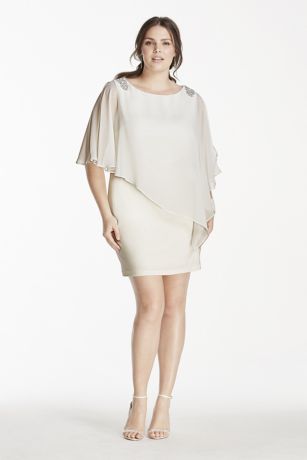 xscape chiffon overlay dress