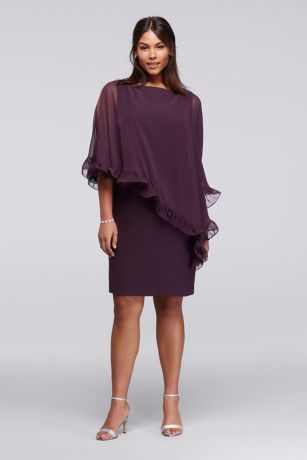 xscape capelet sheath dress