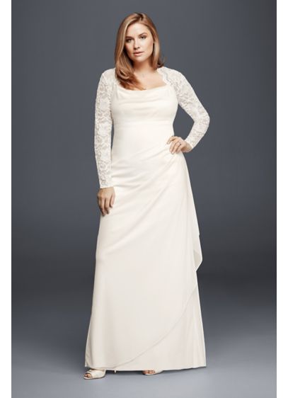Long Sleeved Lace Mesh Plus Size Wedding Dress David S Bridal