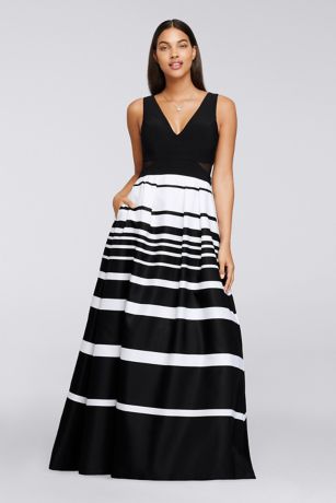david's bridal black and white dress
