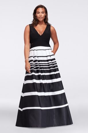 black and white formal plus size dresses