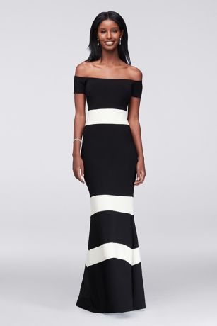 david's bridal black and white dress