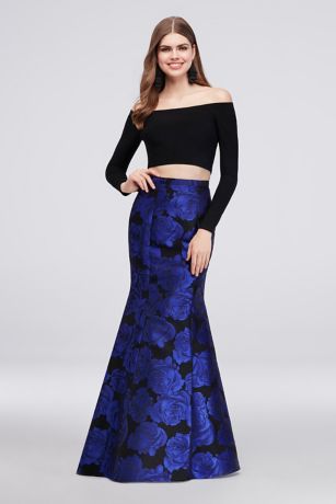 jacquard crop top and skirt