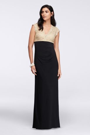 david's bridal black and gold dress