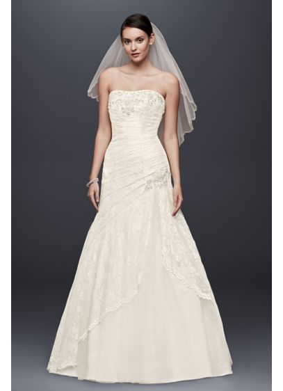 A Line Lace Wedding Dress With Side Split Detail David S Bridal