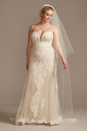 Picture of Scroll and Lace Mermaid Plus Size Wedding