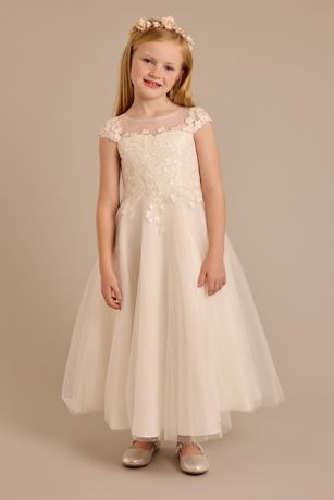 Picture of As Is Tulle Flower Girl Dress with Lace Appliques