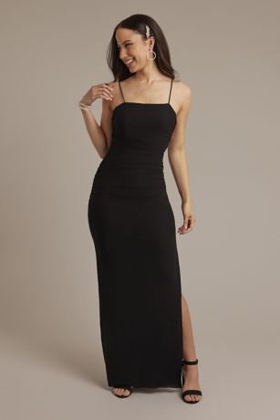 Picture of As Is Crystal Strap Mesh Ruched Sheath Dress